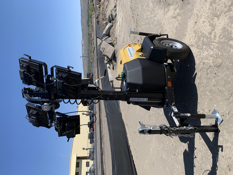 2021 Allmand NLV3GR (4) LED Light Fixture 350W, 23' Vertical Mast, 3kW Prime, Towable, Deep Sea L401, Leveling Jacks, Yanmar T4F 5.8hp