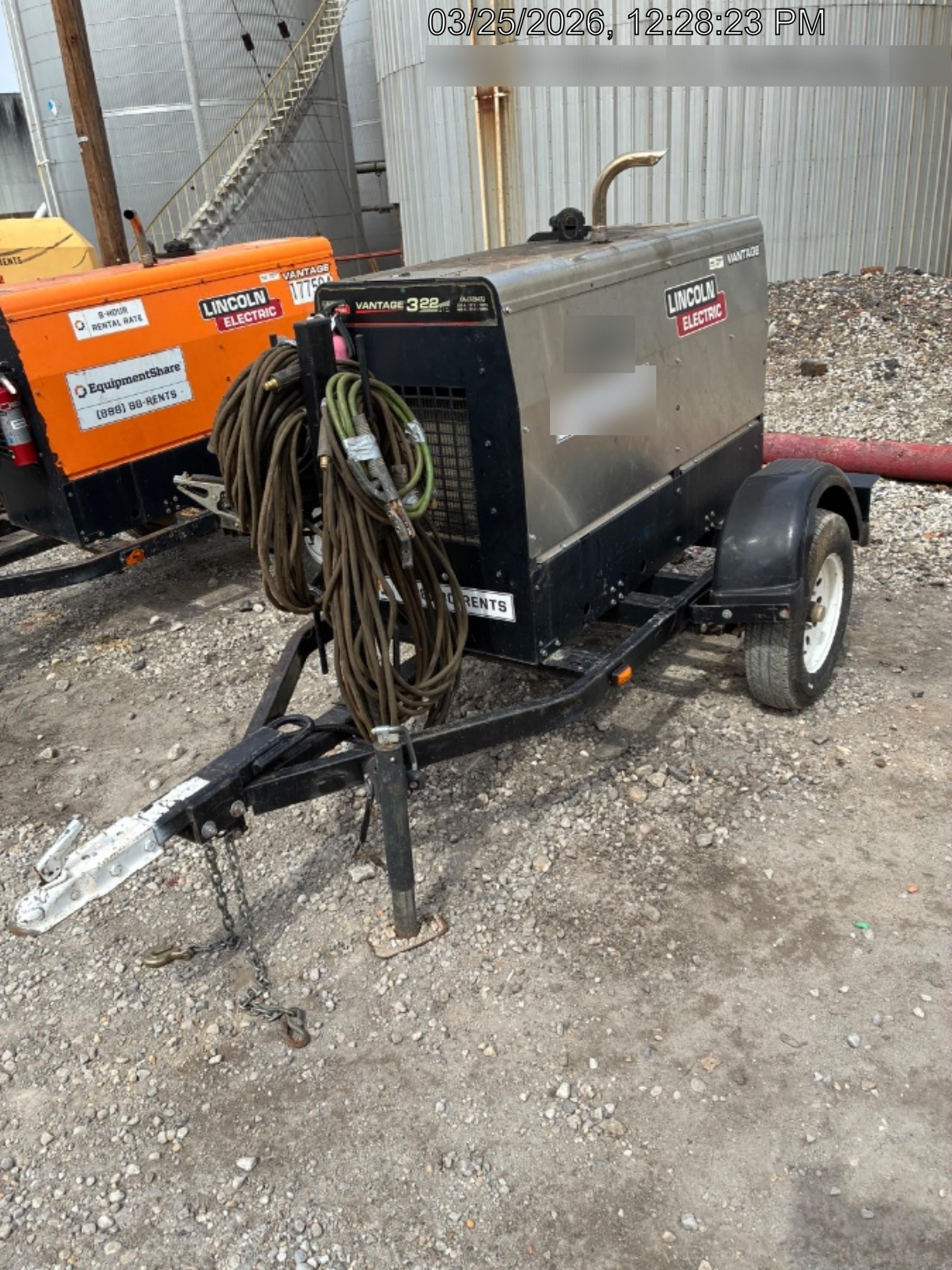 2019 Lincoln Electric Vantage 322 Ready-Pak 3, Two Wheel Trailer, Fender and Light Kit, Cable Rack