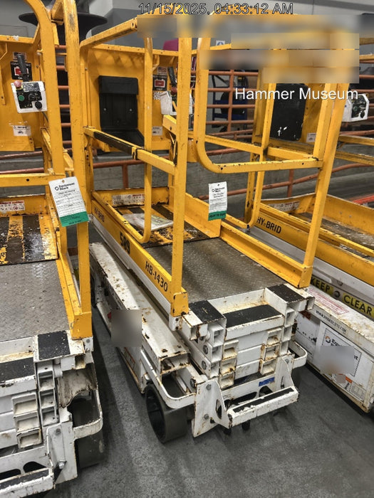 Custom Equipment HB-1430 Hy-Brid Scissor Lift
Platform capacity up to 670 lbs
Working height up to 20 ft
Weighs under 1,700 lbs
Non-marking wheels