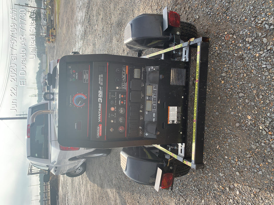 2019 Lincoln Electric Vantage 322 Ready-Pak 3, Two Wheel Trailer, Fender and Light Kit, Cable Rack