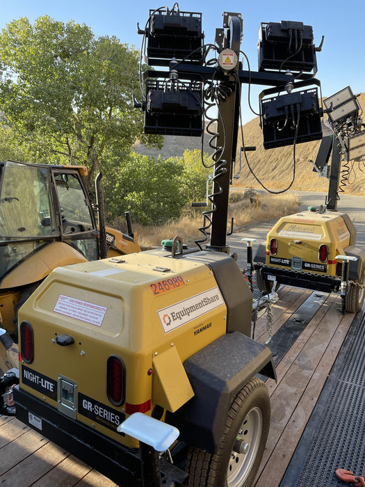 2022 Allmand NLV3GR (4) LED Light Fixture 350W, 23' Vertical Mast, 3kW Prime, Towable, ES Decals, T3