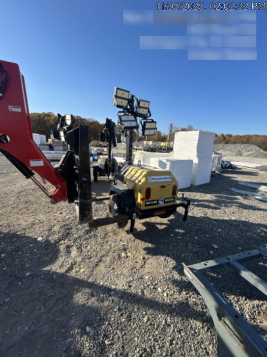 2022 Allmand NLV3GR (4) LED Light Fixture 350W, 23' Vertical Mast, 3kW Prime, Towable, Deep Sea L401, Leveling Jacks, Yanmar T4F 5.8hp