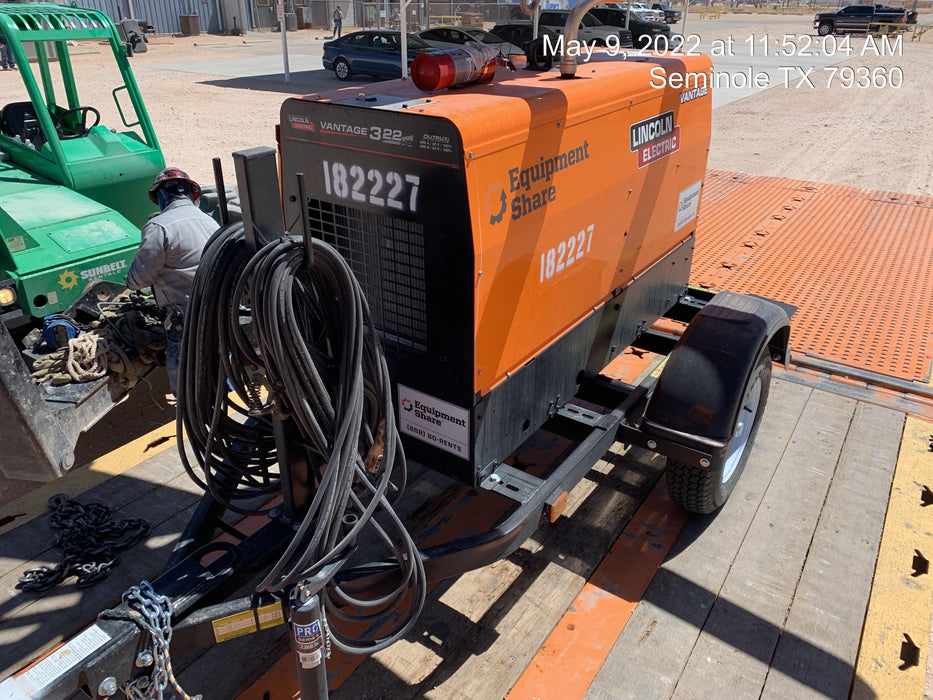 2021 Lincoln Electric Vantage 322 Vantage 322 Ready Pak 3 w/ Decals, ORANGE (includes trailer, cable rack, fender light kit) NO Telematics