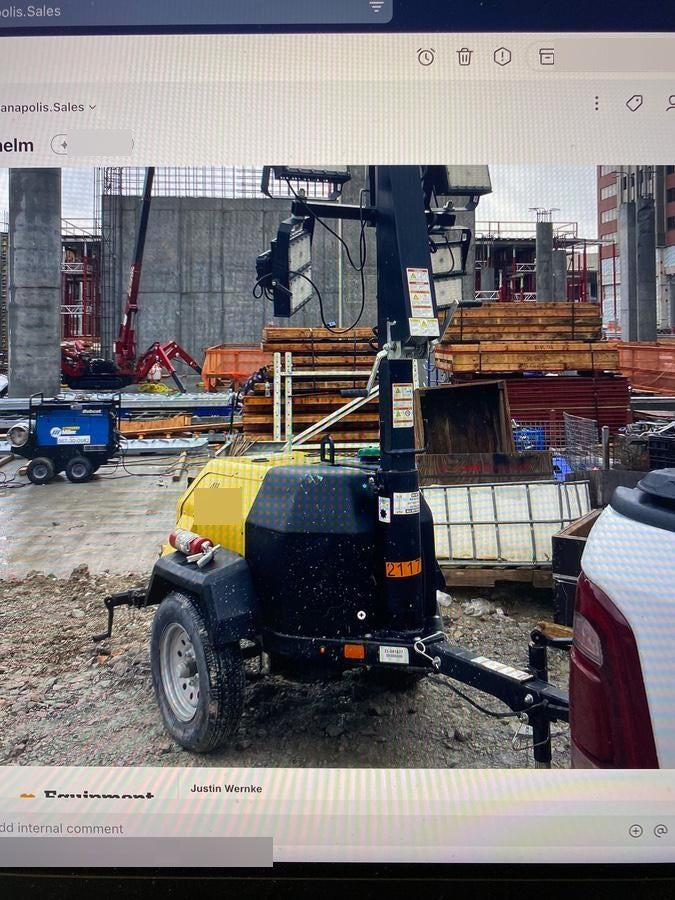 2022 Allmand NLV3GR (4) LED Light Fixture 350W, 23' Vertical Mast, 3kW Prime, Towable, Deep Sea L401, Leveling Jacks, Yanmar T4F 5.8hp