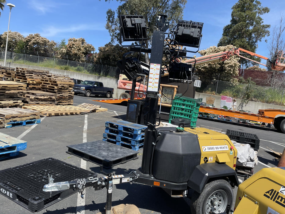 2022 Allmand NLV3GR (4) LED Light Fixture 350W, 23' Vertical Mast, 3kW Prime, Towable, Deep Sea L401, Leveling Jacks, Yanmar T4F 5.8hp