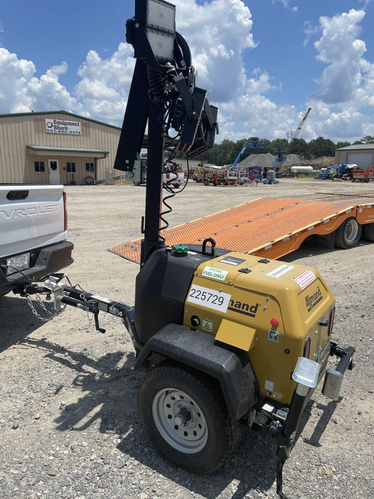 2022 Allmand NLV3GR (4) LED Light Fixture 350W, 23' Vertical Mast, 3kW Prime, Towable, Deep Sea L401, Leveling Jacks, Yanmar T4F 5.8hp