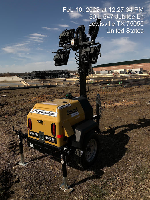 2022 Allmand NLV3GR (4) LED Light Fixture 350W, 23' Vertical Mast, 3kW Prime, Towable, Deep Sea L401, Leveling Jacks, Yanmar T4F 5.8hp