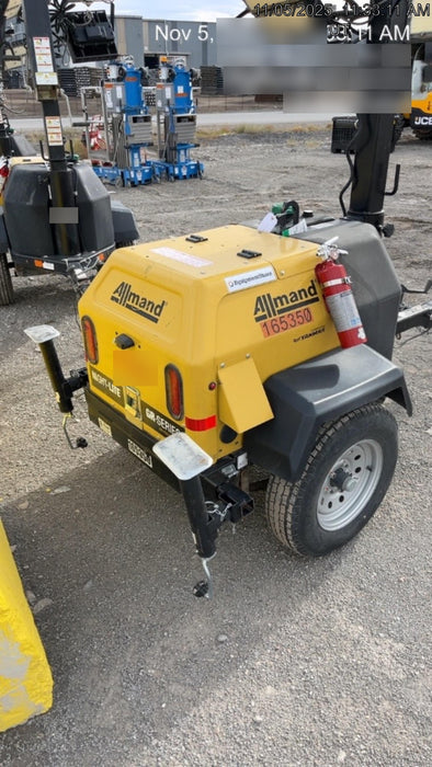 2021 Allmand NLV3GR (4) LED Light Fixture 350W, 23' Vertical Mast, 3kW Prime, Towable, Deep Sea L401, Leveling Jacks, Yanmar T4F 5.8hp