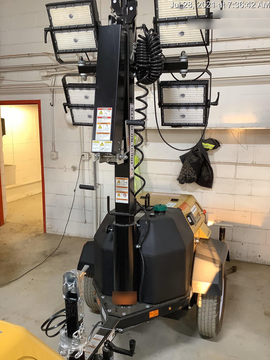 2021 Allmand NLV3GR (4) LED Light Fixture 350W, 23' Vertical Mast, 3kW Prime, Towable, Deep Sea L401, Leveling Jacks, Yanmar T4F 5.8hp