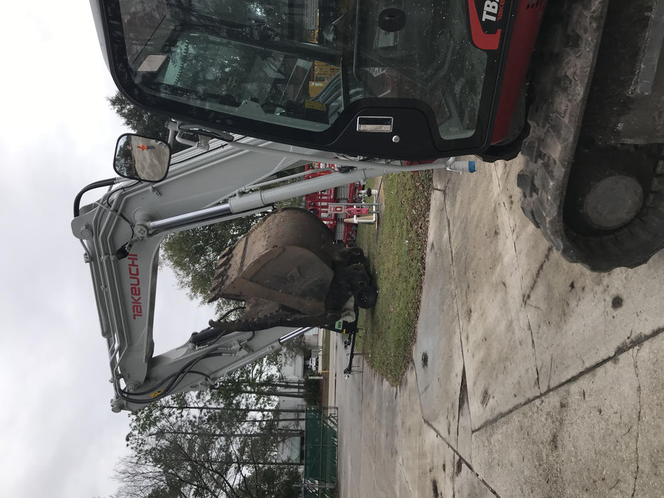 2019 Takeuchi TB290 Cab/Heat/AC Rubber tracks, Dozer blade, Travel alarm, Auxiliary hydraulics Manual QC, Hydraulic thumb, 18", 24", and 36" Buckets