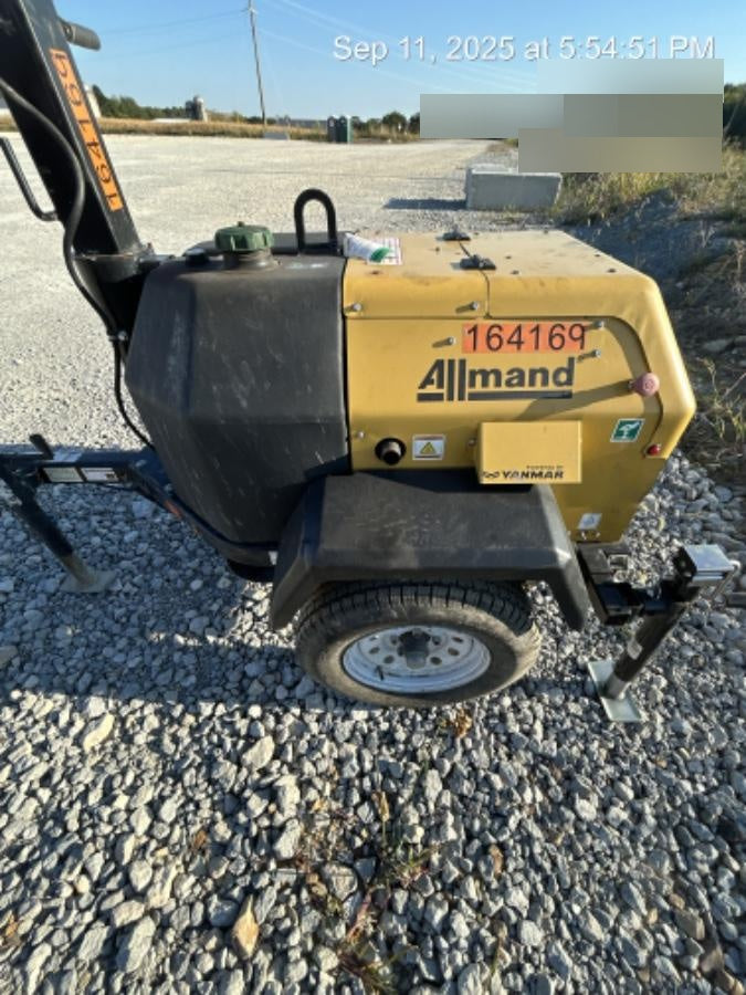2021 Allmand NLV3GR (4) LED Light Fixture 350W, 23' Vertical Mast, 3kW Prime, Towable, Deep Sea L401, Leveling Jacks, Yanmar T4F 5.8hp