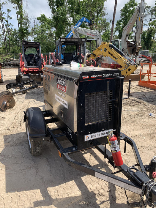 2019 Lincoln Electric Vantage 322 Welder Ready-Pak 3, Two wheel trailer, Fender and Light kit, Cable Rack