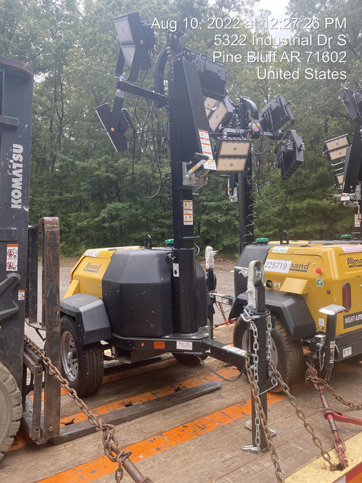 2022 Allmand NLV3GR (4) LED Light Fixture 350W, 23' Vertical Mast, 3kW Prime, Towable, Deep Sea L401, Leveling Jacks, Yanmar T4F 5.8hp