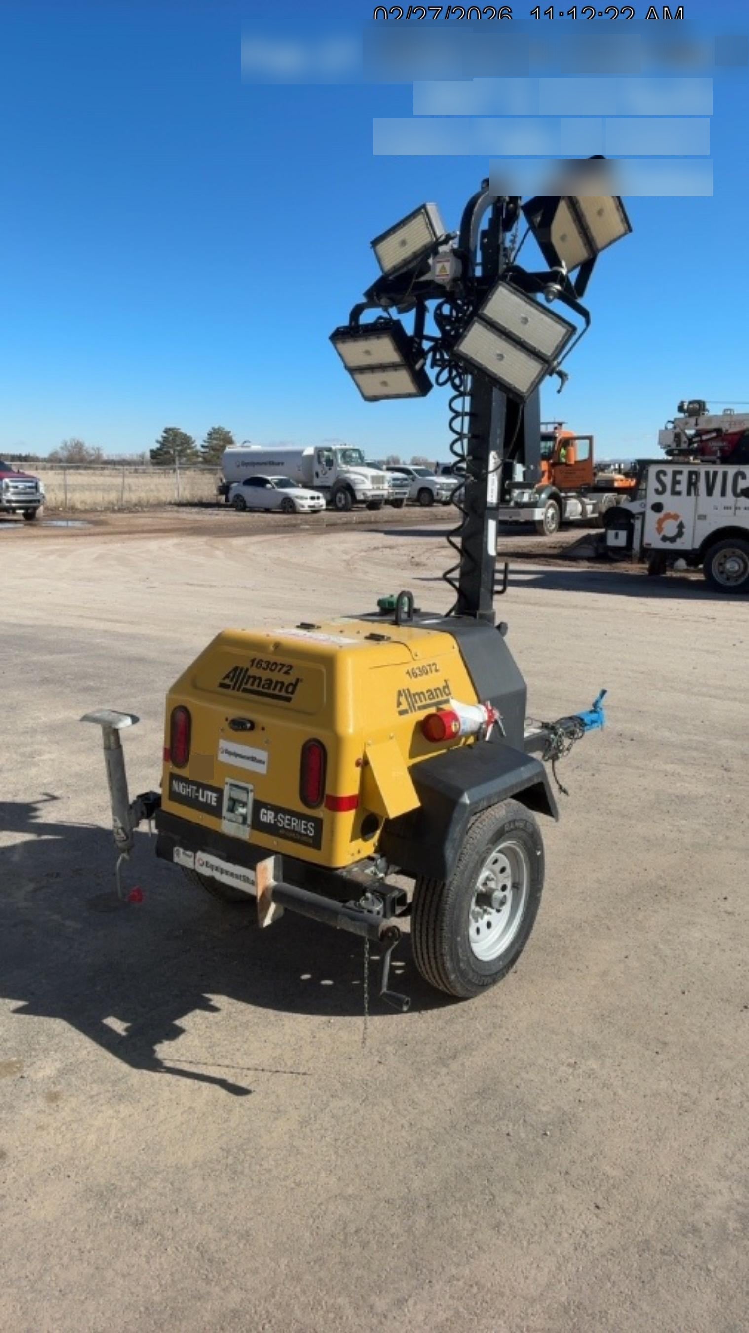 2021 Allmand NLV3GR (4) LED Light Fixture 350W, 23' Vertical Mast, 3kW Prime, Towable, Deep Sea L401, Leveling Jacks, Yanmar T4F 5.8hp