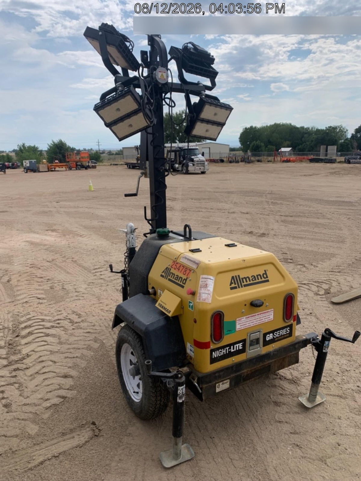2022 Allmand NLV3GR (4) LED Light Fixture 350W, 23' Vertical Mast, 3kW Prime, Towable, ES Decals, T3