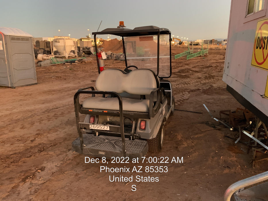 2022 Club Car CA100E Canopy, Fold down Windshield, Beacon, Back up Alarm, All-Trail Trials, HD 8 V Batteries, Trailer Hitch and Ball