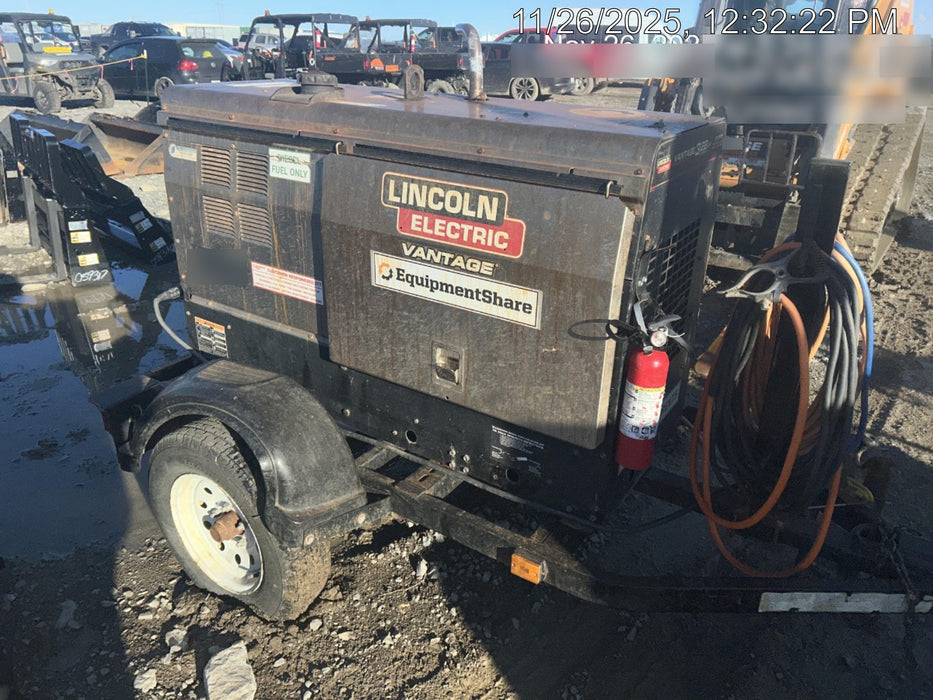 2019 Lincoln Electric Vantage 322 Ready-Pak 3, Two Wheel Trailer, Fender and Light Kit, Cable Rack