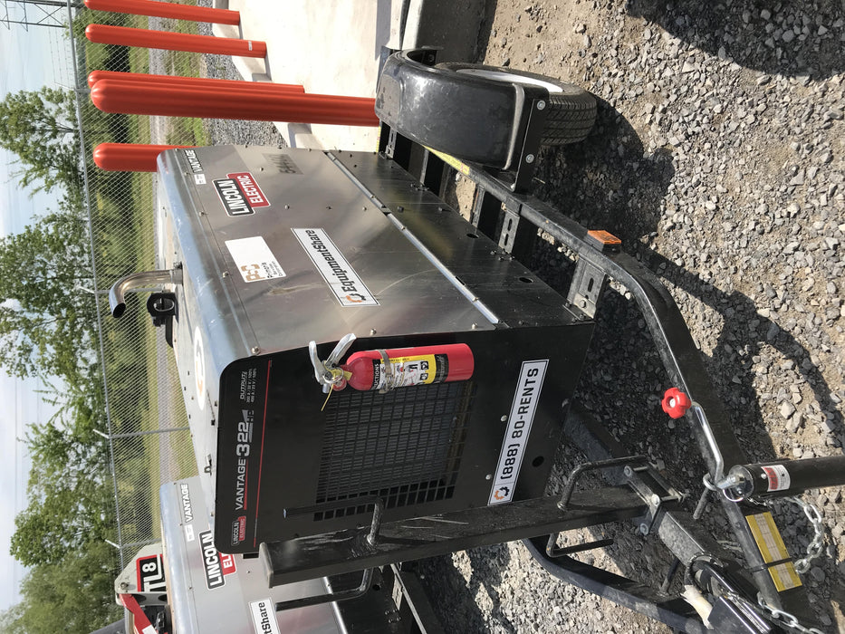 2019 Lincoln Electric Vantage 322 Welder Ready-Pak 3, Two wheel trailer, Fender and Light kit, Cable Rack
