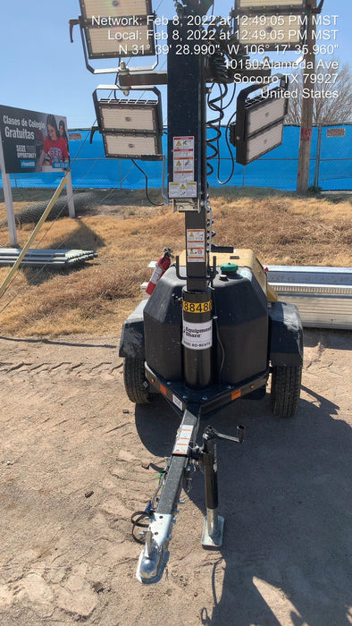 Allmand NLV3GR (4) LED Light Fixture 350W, 23' Vertical Mast, 3kW Prime, Towable, Deep Sea L401, Leveling Jacks, Yanmar T4F 5.8hp