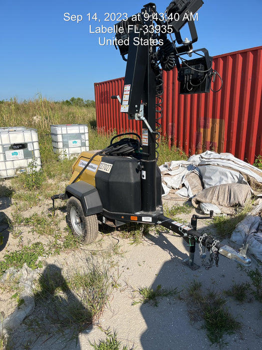 2022 Allmand NLV3GR (4) LED Light Fixture 350W, 23' Vertical Mast, 3kW Prime, Towable, Deep Sea L401, Leveling Jacks, Yanmar T4F 5.8hp