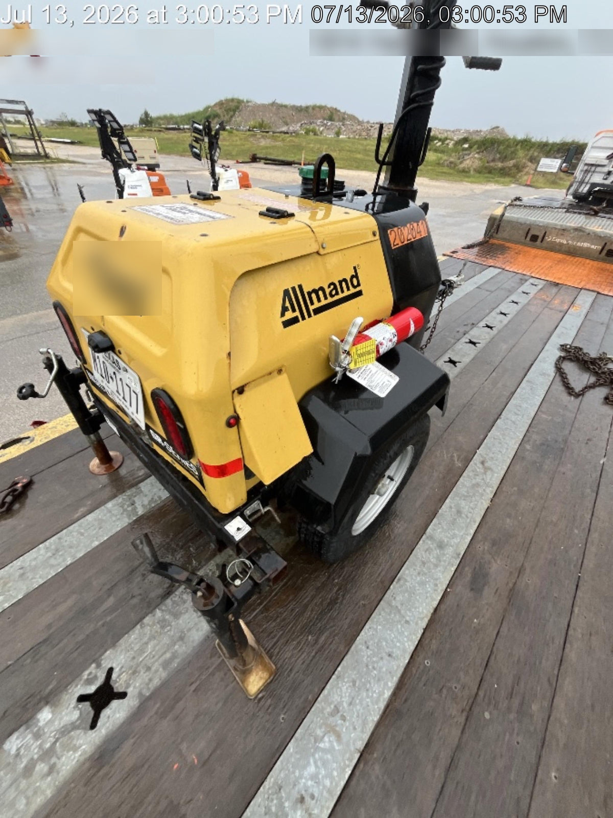 2022 Allmand NLV3GR (4) LED Light Fixture 350W, 23' Vertical Mast, 3kW Prime, Towable, Deep Sea L401, Leveling Jacks, Yanmar T4F 5.8hp