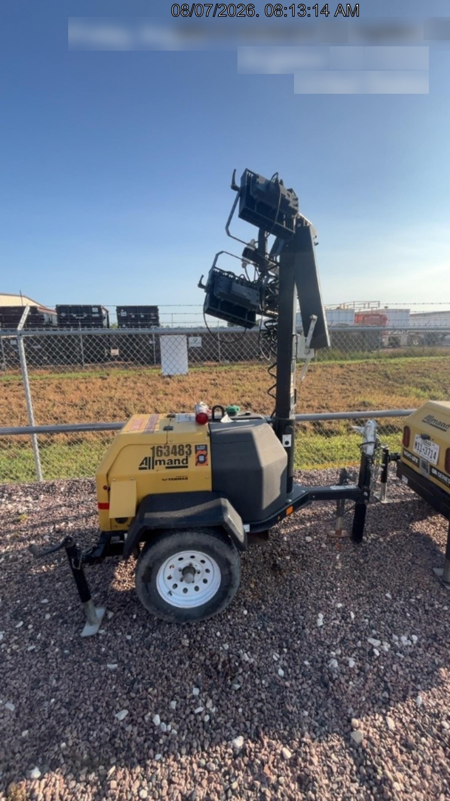 2021 Allmand NLV3GR (4) LED Light Fixture 350W, 23' Vertical Mast, 3kW Prime, Towable, Deep Sea L401, Leveling Jacks, Yanmar T4F 5.8hp