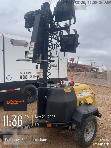 2022 Allmand NLV3GR (4) LED Light Fixture 350W, 23' Vertical Mast, 3kW Prime, Towable, Deep Sea L401, Leveling Jacks, Yanmar T4F 5.8hp