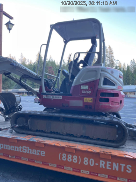 2019 Takeuchi TB260 Canopy, Standard Blade, Auxiliary hydraulics Manual QC, Hydraulic thumb, 12" ,18", 24" Bucket