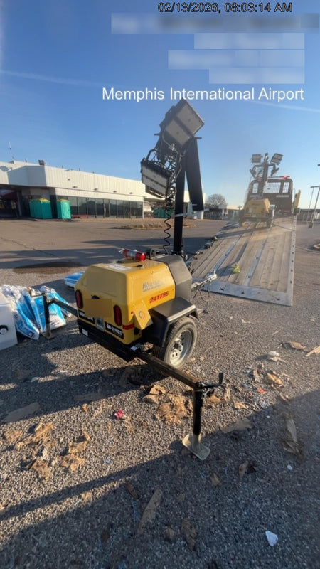 2022 Allmand NLV3GR (4) LED Light Fixture 350W, 23' Vertical Mast, 3kW Prime, Towable, Deep Sea L401, Leveling Jacks, Yanmar T4F 5.8hp