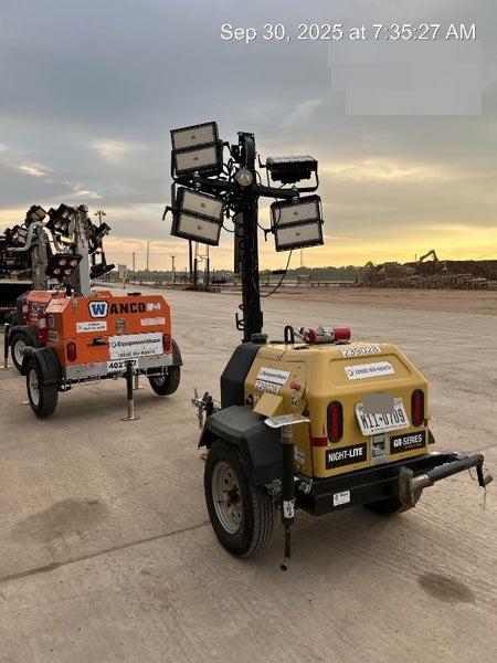 2022 Allmand NLV3GR (4) LED Light Fixture 350W, 23' Vertical Mast, 3kW Prime, Towable, Deep Sea L401, Leveling Jacks, Yanmar T4F 5.8hp