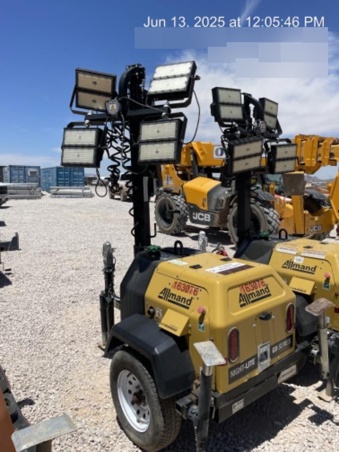 2021 Allmand NLV3GR (4) LED Light Fixture 350W, 23' Vertical Mast, 3kW Prime, Towable, Deep Sea L401, Leveling Jacks, Yanmar T4F 5.8hp