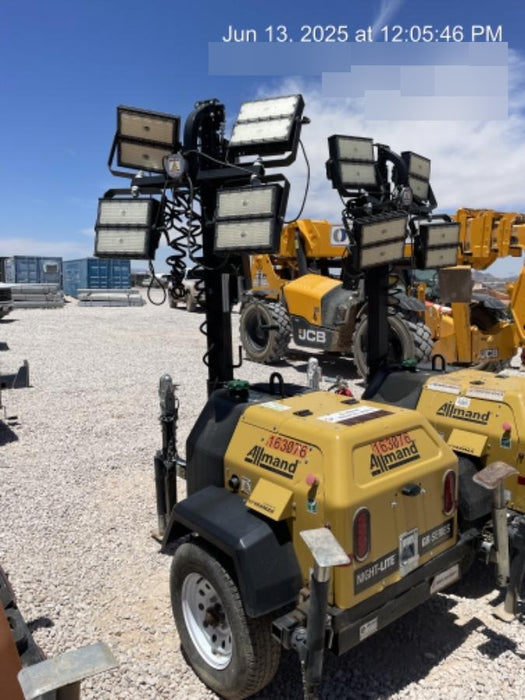 2021 Allmand NLV3GR (4) LED Light Fixture 350W, 23' Vertical Mast, 3kW Prime, Towable, Deep Sea L401, Leveling Jacks, Yanmar T4F 5.8hp