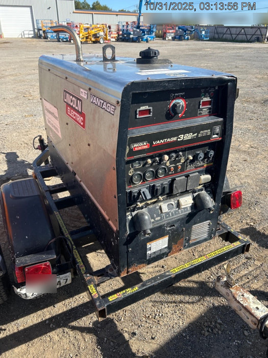 2019 Lincoln Electric Vantage 322 Welder Ready-Pak 3, Two wheel trailer, Fender and Light kit, Cable Rack