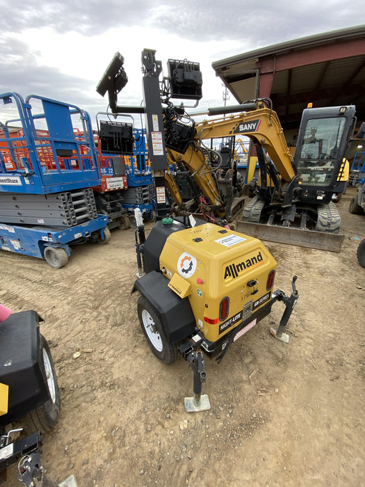 2021 Allmand NLV3GR (4) LED Light Fixture 350W, 23' Vertical Mast, 3kW Prime, Towable, Deep Sea L401, Leveling Jacks, Yanmar T4F 5.8hp