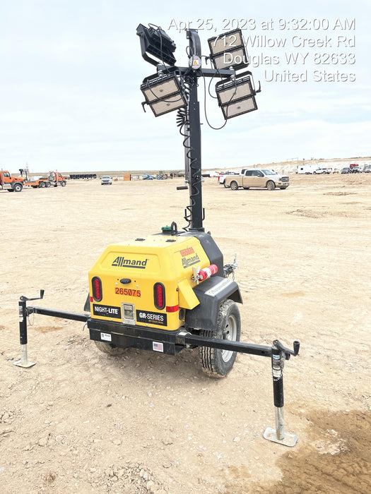 2022 Allmand NLV3GR (4) LED Light Fixture 350W, 23' Vertical Mast, 3kW Prime, Towable, ES Decals, T3