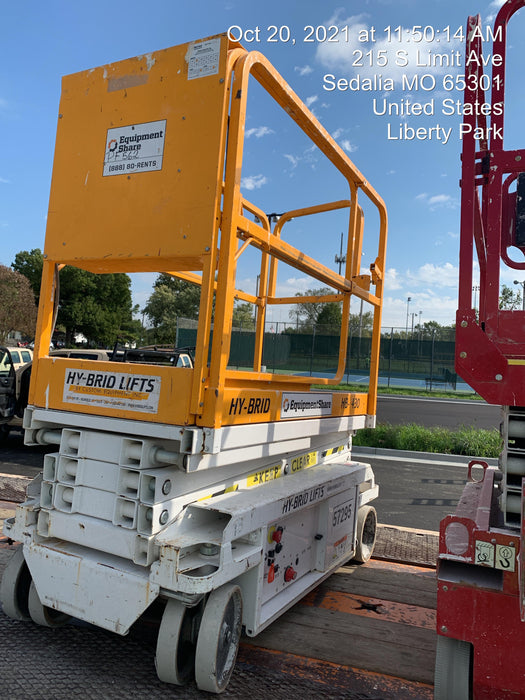 Custom Equipment HB-1430 Hy-Brid Scissor Lift
Platform capacity up to 670 lbs
Working height up to 20 ft
Weighs under 1,700 lbs
Non-marking wheels