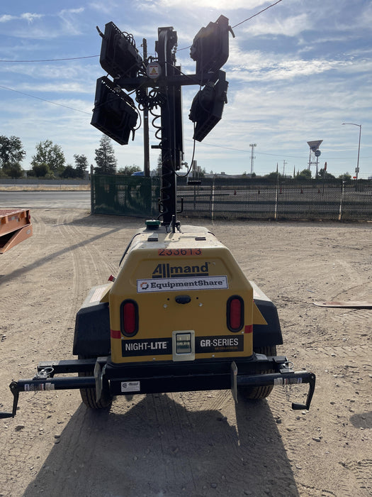 2022 Allmand NLV3GR (4) LED Light Fixture 350W, 23' Vertical Mast, 3kW Prime, Towable, Deep Sea L401, Leveling Jacks, Yanmar T4F 5.8hp