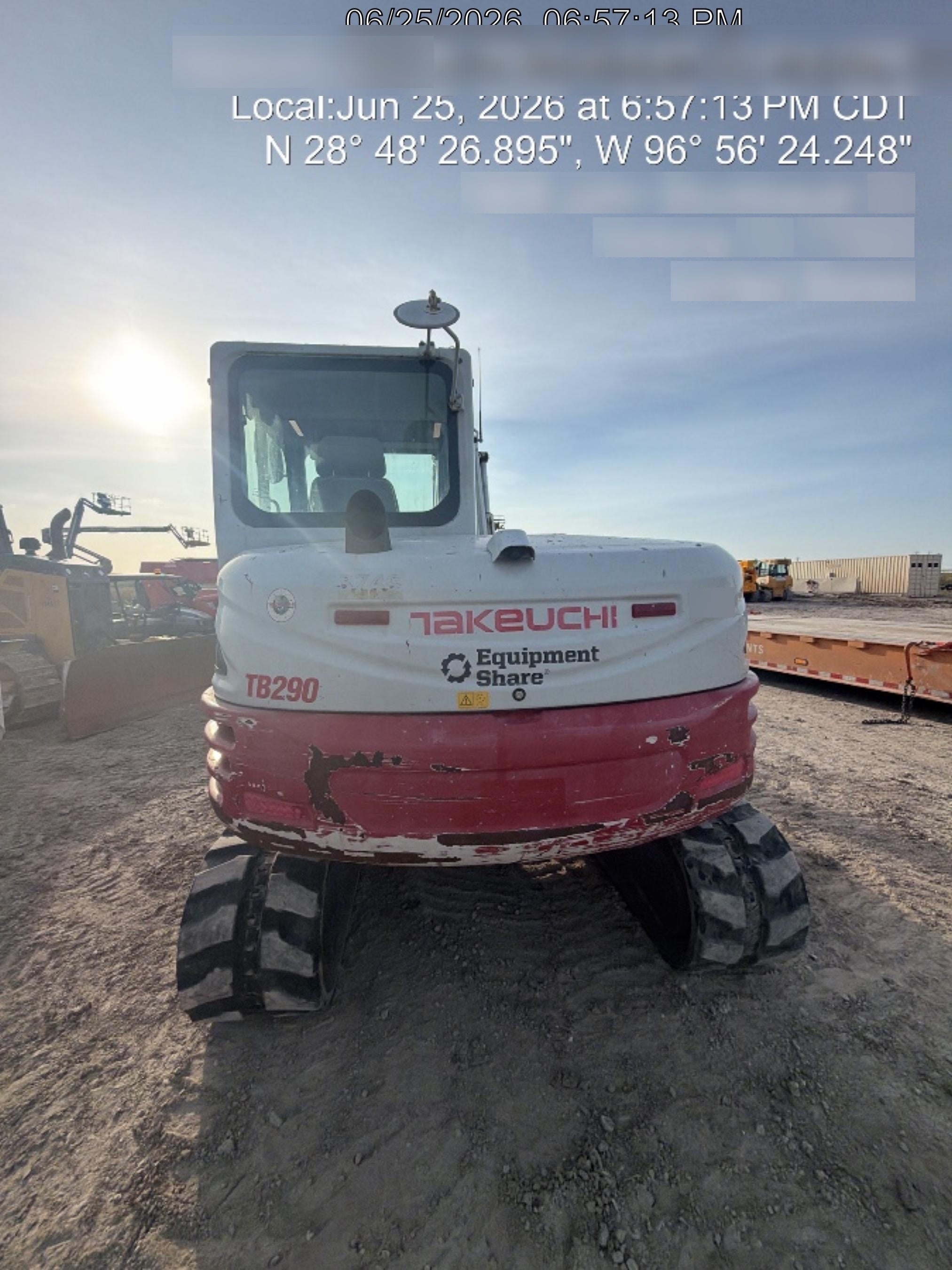 2019 Takeuchi TB290 Cab/Heat/AC w/Rubber Tracks, Auxiliary Hydraulics, Dozer Blade, Manual QC, 18/24/36" Buckets, Hydraulic Thumb Installed