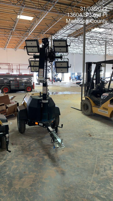 2022 Allmand NLV3GR (4) LED Light Fixture 350W, 23' Vertical Mast, 3kW Prime, Towable, Deep Sea L401, Leveling Jacks, Yanmar T4F 5.8hp