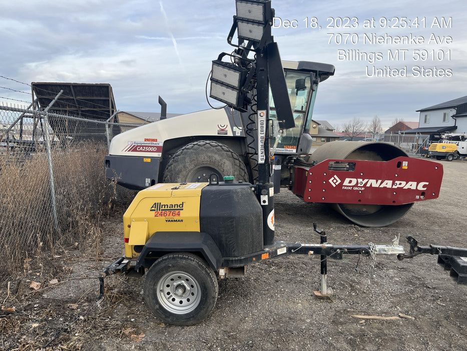 2022 Allmand NLV3GR (4) LED Light Fixture 350W, 23' Vertical Mast, 3kW Prime, Towable, ES Decals, T3