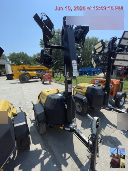 2022 Allmand NLV3GR (4) LED Light Fixture 350W, 23' Vertical Mast, 3kW Prime, Towable, Deep Sea L401, Leveling Jacks, Yanmar T4F 5.8hp