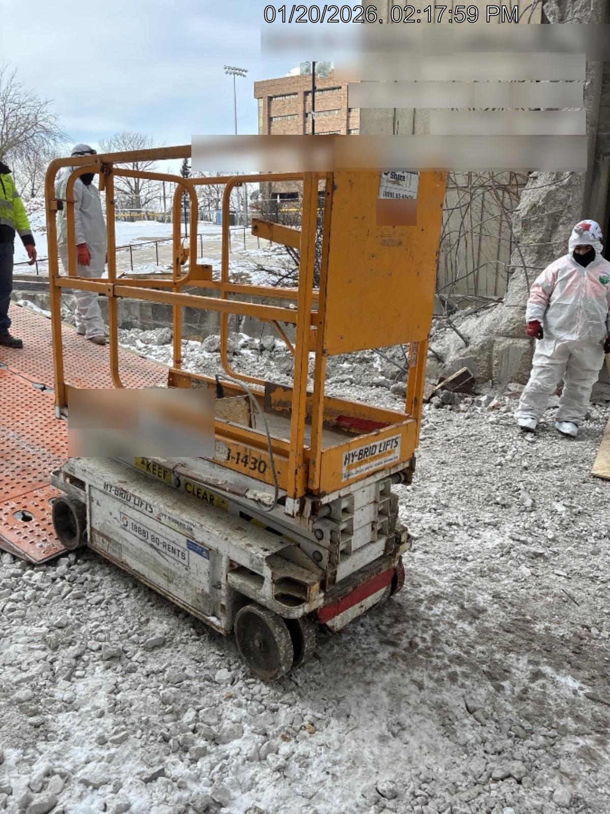 Custom Equipment HB-1430 Hy-Brid Scissor Lift
Platform capacity up to 670 lbs
Working height up to 20 ft
Weighs under 1,700 lbs
Non-marking wheels