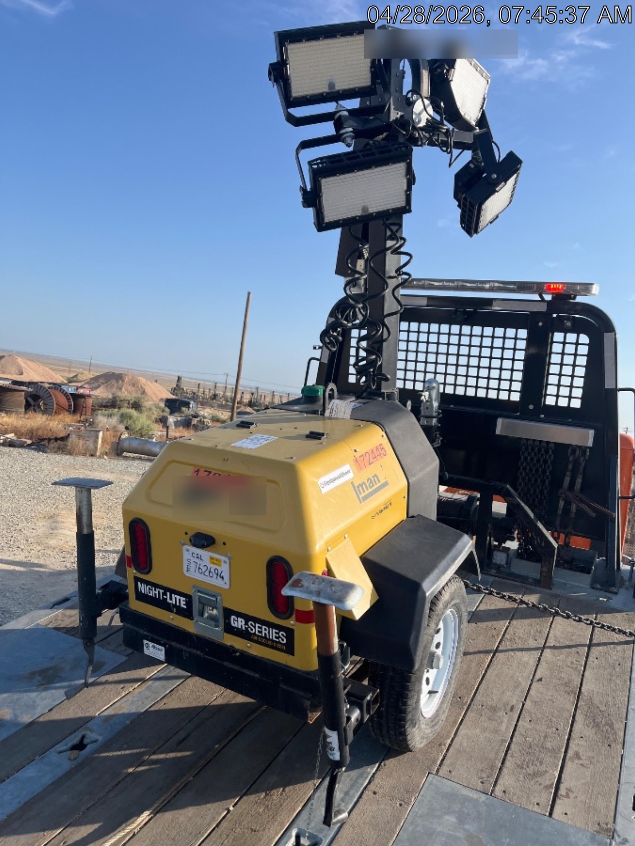 2021 Allmand NLV3GR (4) LED Light Fixture 350W, 23' Vertical Mast, 3kW Prime, Towable, Deep Sea L401, Leveling Jacks, Yanmar T4F 5.8hp