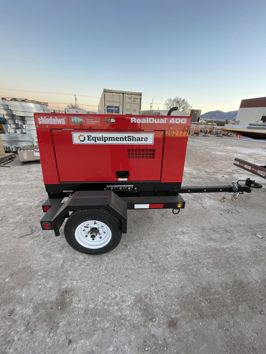 2022 Shindaiwa DGW400MDL Kubota D902 Engine, 23 HP, Dual Op Welder, Wire, Arc, Droop Stick, Tig, and CC Stick Functionality, Simulphase, 3 Phase and 1 Phase Gen Output, Single Axle NB Trlr, Slr Trckl Chrg 12V 12W, Fire Ext