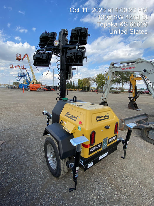 2022 Allmand NLV3GR (4) LED Light Fixture 350W, 23' Vertical Mast, 3kW Prime, Towable, ES Decals, T3