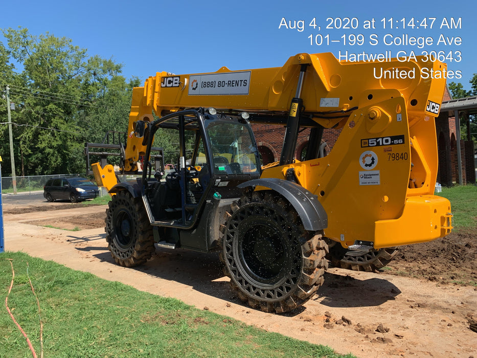 2020 JCB 510-56 Canopy, Solid Tires, Work Lights, Beacon, Aux Hydraulics, Back up Alarm, Lifting Eye, ES Decals