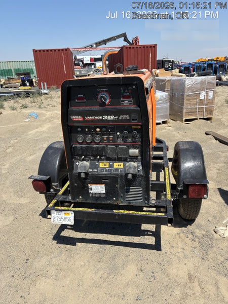 2021 Lincoln Electric Vantage 322 Vantage 322 Ready Pak 3 w/ Decals, ORANGE (includes trailer, cable rack, fender light kit) NO Telematics