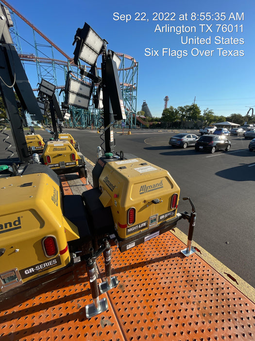 2022 Allmand NLV3GR (4) LED Light Fixture 350W, 23' Vertical Mast, 3kW Prime, Towable, Deep Sea L401, Leveling Jacks, Yanmar T4F 5.8hp