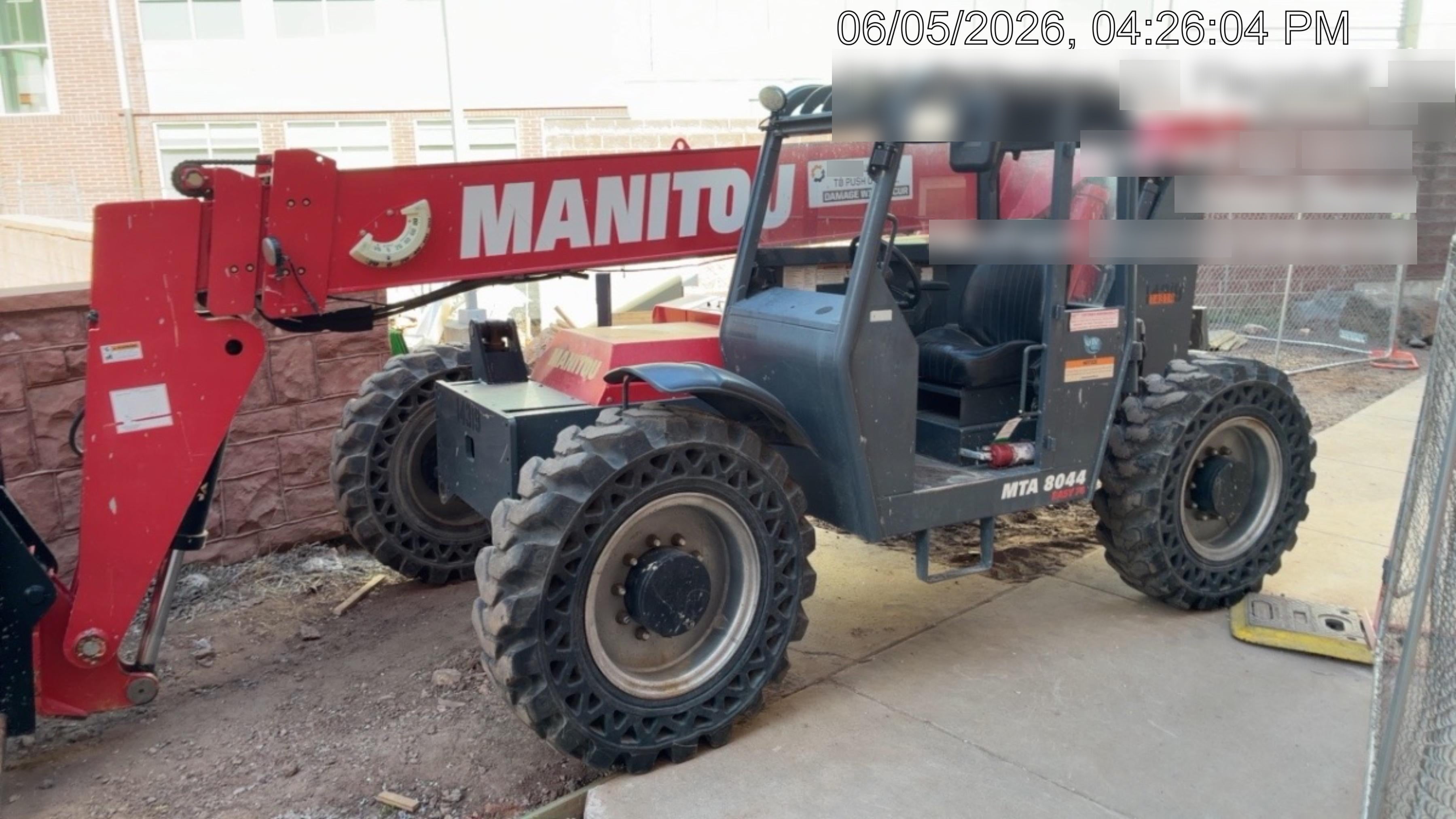 2019 Manitou MTA8044 MTA 8044 - 74 HP T4, Canopy, Worklights/Strobe, Beacon, 66" Carriage, 48" Forks, Solid Tires, Lift Hook, Aux Hydraulics