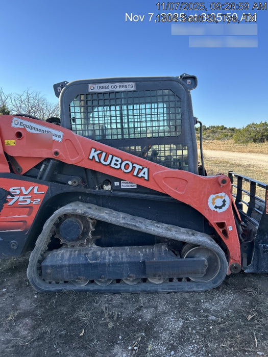 2019 Kubota SVL75-2 Cab/Heat/Air, Standard Tracks, Standard Flow, Hydraulic QC 68" HD Tooth Bucket